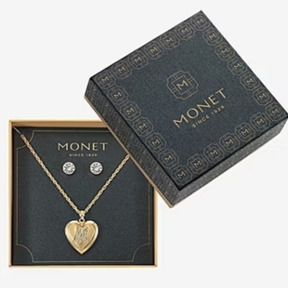 2 Piece Monet Heart Pendant Necklace & Earrings